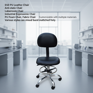 PU Leather Seat Doctor <strong>Office</strong> <strong>Stool</strong> for Standing Desk Lab Furniture Chrome Base Ergonomic Cleanroom Anti Static ESD Chair - Product Image 2