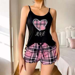 Women's Casual <b>Satin</b> Sleepwear Spring Summer <b>Pajamas</b> Lounge Wear Lingerie Set with Only Decoration Breathable Fabric - Product Image 1