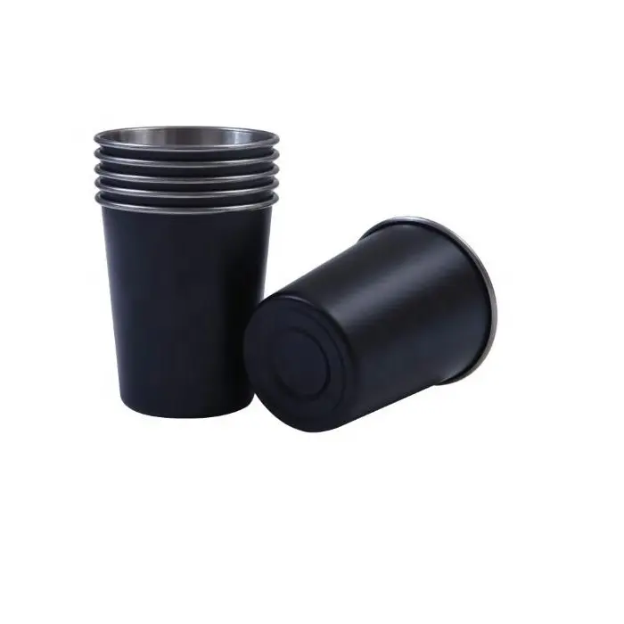 Travelling type stainless steel black cup / party tin drinking black cups / beer pong cups