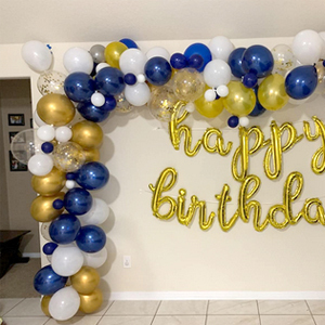 Ballons avec confettis en Latex, de couleur <span class=keywords><strong>bleu</strong></span> marine et or, 14 pièces, 12 pouces, métalliques chromés pour fête prénatale, fiançailles, remise de diplôme - Product Image 6