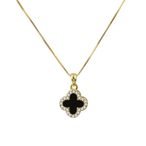 Double Sided Four Leaf Clover Necklace Zinc Alloy Bezel Setting Flower Shape Gift For Women Clavicle Chain Fashion Jewelry - Product Image 5