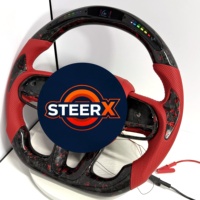 Volant en fibre de carbone forgée rouge LED - Compatible avec Dodge Challenger Hellcat SRT Charger Grand Cherokee