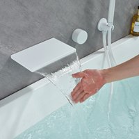 Robinet de baignoire encastré WEIHAO en nickel brossé, à bouton unique, avec douchette à effet pluie carrée et pulvérisateur à main, ensemble de robinetterie de salle de bain