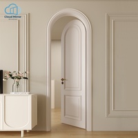Puerta de Madera Sólida con Arco Francés Vintage, Puerta Interior con Panel Empotrado Sólido para Dormitorio, Proyectos de Renovación de Viviendas Residenciales