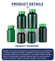 Flacon vide en plastique PET pour capsules, pilules, comprimés, suppléments, 80 ml, 100 ml, 120 ml, 150 ml, 175 ml, 200 ml, pour les soins de santé