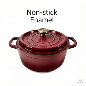 Panci Casserole Bulat Berlapis Enamel Besi Cor Anti Lengket Dengan Gagang Stainless Steel, Aman Untuk Kompor Induksi, Peralatan Masak Grosir - Product Image 3
