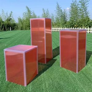 Venta caliente de <span class=keywords><strong>la</strong></span> boda pedestal de cristal colorido soporte de exhibición de cristal cuadrado fiesta pilares para eventos - Product Image 1