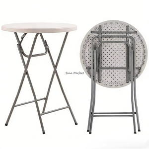 Mesas de Bar Plegables de Plástico Redondas Blancas para Eventos, Banquetes al Aire Libre, Bodas, Portátiles y Plegables - Product Image 1