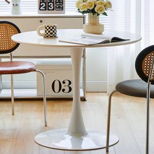 Mesa de centro redonda de estilo nórdico, color blanco, base de plástico con forma de tulipán, fácil de limpiar, muebles para sala de estudio - Product Image 3