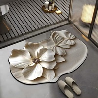 Tapis de salle de bain antidérapant haut de gamme, design papillon 3D, style luxe léger ; Tapis de salle de bain en terre de diatomée ; Tapis