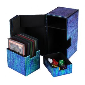 Caja de Almacenamiento de Doble Puerta para Cartas Coleccionables, Diseño de Serpiente Azul, en Cuero PU, para Suministros de Coleccionistas de TCG - Product Image 1