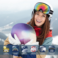 Lunettes de ski anti-buée, miroir, OTG, logo personnalisé, lentille en TPU, sangle réglable, polarisées, protection UV400, compatibles avec les casques
