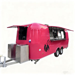 Chariot de vente ambulante de crème glacée rouge fraise, véhicule de service alimentaire mobile, équipement de restauration en acier inoxydable à 4 roues - Product Image 3