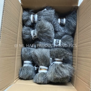 Paquetes de cabello de yak lavado crudo 2025 al por mayor 100% cabello de cola de yak Color gris natural 6'' - Product Image 2