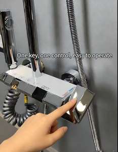 Système de douche intelligent mural en acier inoxydable avec mitigeur thermostatique moderne, barre coulissante et fonction économie d'eau à toucher froid - Product Image 4