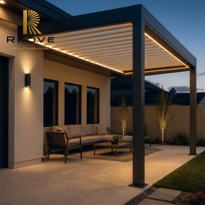 Pérgola moderna de aluminio RKOVE RK-C1 con iluminación LED integrada para patio trasero - Product Image 1