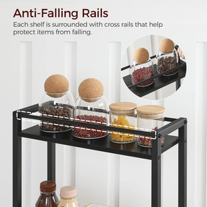 Three-Tier Classic Multifunction Carbon Steel Movable <b>Rolling</b> Storage Rack Easy Assembly Utility Cart Kitchen Cleaning <b>Tools</b> - Product Image 2