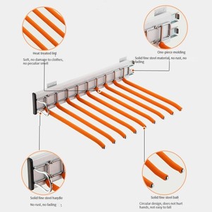 <span class=keywords><strong>Porte</strong></span>-<span class=keywords><strong>pantalon</strong></span> multifonctionnel réglable cintre télescopique pliable pour garde-robe - Product Image 3