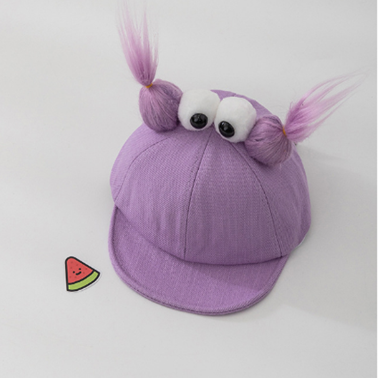 F-2360 Cute Big Eyes Hair Braid Baseball Hat for Kids
