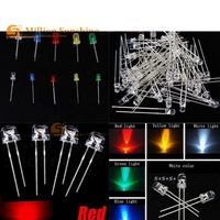 Ampoules LED transparentes rondes de 5 mm, super lumineuses, claires comme l'eau, vertes, rouges, blanches, jaunes, bleues, diodes électroluminescentes F5