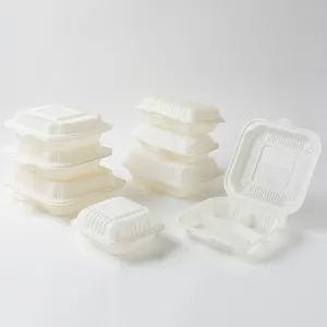 Biodegradable eco friendly water oil proof disposable food packaging bento lunch boxes cornstarch