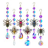 Longwin 1 ud. Atrapasueños de cristal y metal para Halloween, adorno colgante para ventana, figuras de arañas para interiores