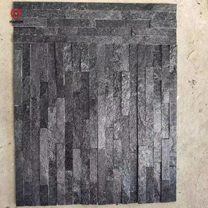 Natural Black Quartzite <strong>Slate</strong> 3D Wall Stone Cladding European-Style <strong>Split</strong> <strong>Face</strong> Wall Panels for Exterior Villa Tile - Product Image 2