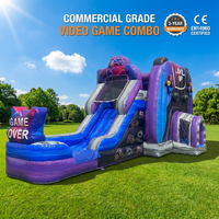 Structure gonflable géante de qualité commerciale pour jeux vidéo, avec toboggan et souffleur, couleur personnalisée, PVC 0,55 mm, certifiée EN14960