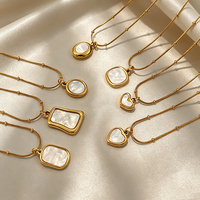 Collier pendentif en acier inoxydable plaqué or, perle blanche, cœur, chaîne à maillons géométriques, bijoux unisexes pour tous les jours