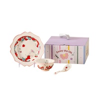 Vaisselle complète de style nordique européen coffret cadeau mignon bol et assiette en céramique ensemble de vaisselle en céramique