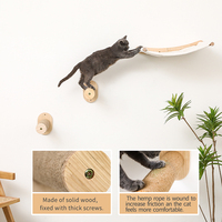 Ensemble de meubles muraux 3 pièces en bois pour chat Cadre d'escalade et hamac Habitat pour les chats pour dormir Jouer à sauter et se reposer