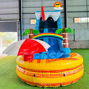 Divertido Tobogán Acuático Inflable con Temática de Playa, Castillo Inflable, Tobogán Inflable para Fiestas en la Piscina - Product Image 3