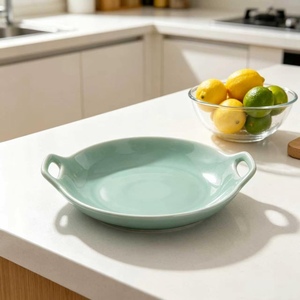 Plato de Postre de Porcelana <span class=keywords><strong>Celeste</strong></span> para Catering de Restaurantes con Logotipo Personalizado, Esmaltado Decorativo para Bodas, Alta Durabilidad, Ecológico - Product Image 2