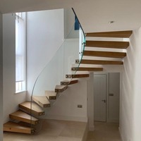 Escalier en colimaçon moderne en métal et verre pour intérieur, gain de place, 1 ensemble pour villa, duplex, appartement