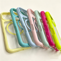 Coque de téléphone magnétique tendance transparente couleur bonbon contrastée pour iPhone 18 17 16 15 14 13 12 Pro Max – Couleurs rose