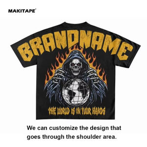 เสื้อยืดผู้ชายพิมพ์ลายนามธรรม 230GSM พิมพ์โลโก้ตามสั่ง ทรงโอเวอร์ไซส์ ผ้าฝ้าย สไตล์ฮิปฮอป - Product Image 2