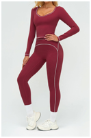 Camiseta Deportiva de Yoga de Manga Larga con Costuras en Contraste, Corte Ajustado, Transpirable, para Deportes al Aire Libre