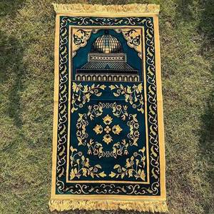 Alfombra de oración floral árabe musulmana tradicional, venta al por mayor de fábrica, felpa, jacquard grueso, cojín suave, poliéster islámico - Product Image 5