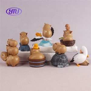 PVC Chill Capybara 7PCS Set Animal Planet Lazy Cute Capybara Gashapon Figura de decoración de escritorio para fanáticos del Anime y decoración de oficina - Product Image 2