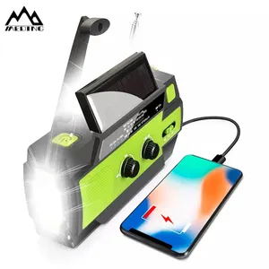 Meding MD-090P kit de pesca de sobrevivência, kit de pesca de emergência de rádio fm com banco de energia solar 4000mah