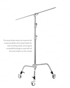 3個入りプロフェッショナル回転キャスターホイールセットヘビーデューティ写真用Cスタンド直径25mmユニバーサル回転ブレーキ付き - Product Image 5