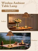 Lampe de table en rotin LED à commande tactile, lumière de chevet à intensité variable pour chambre à coucher, salon, décoration extérieure