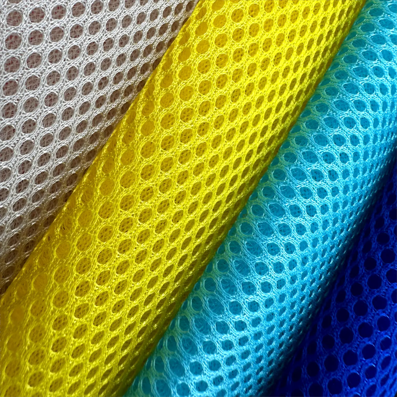 Tecido de malha de malha de nylon fluorescente para calçados esportivos, malha de malha 3D hexagonal, tecido de malha de ar