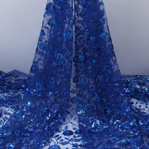 Pháp Ren <span class=keywords><strong>Polyester</strong></span> Thêu Phi Tulle <span class=keywords><strong>Sequin</strong></span> Vải Ren Cho Váy Cưới - Product Image 3