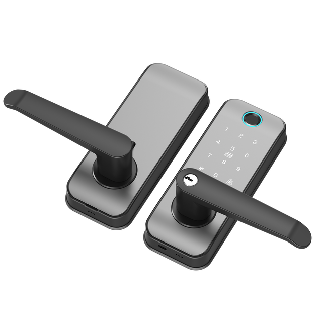 High End  Handle Lock Latch 5 WIFI Smart APP Control with Touch Screen Keypad Fingerprint Keyless Smart Door Lock