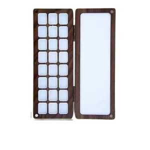 Caja de pintura de acuarela de madera, rectangular, de madera de nogal negro, paleta portátil hidratante para artistas - Product Image 2
