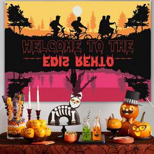 Décorations de fête d'anniversaire Stranger, Bannière de bienvenue « Welcome to the Other Side », Fond de scène Forêt d'<span class=keywords><strong>horreur</strong></span>, Halloween personnalisable - Product Image 3