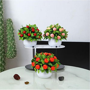 Ensemble de plantes artificielles <span class=keywords><strong>Fuyu</strong></span> Collection : oranges, pêches, fruits rouges et dorés porte-bonheur pour décorations du Nouvel An chinois - Product Image 2