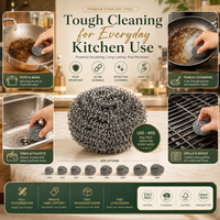 Éponge à récurer en acier inoxydable multi-usage, boule à récurer en laine d'acier, tampon à récurer robuste pour la cuisine, pour casseroles et poêles