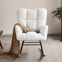 Fauteuil de salon confortable en tissu, style nordique, de luxe moderne, avec pieds en bois, chaise à bascule, vente en gros